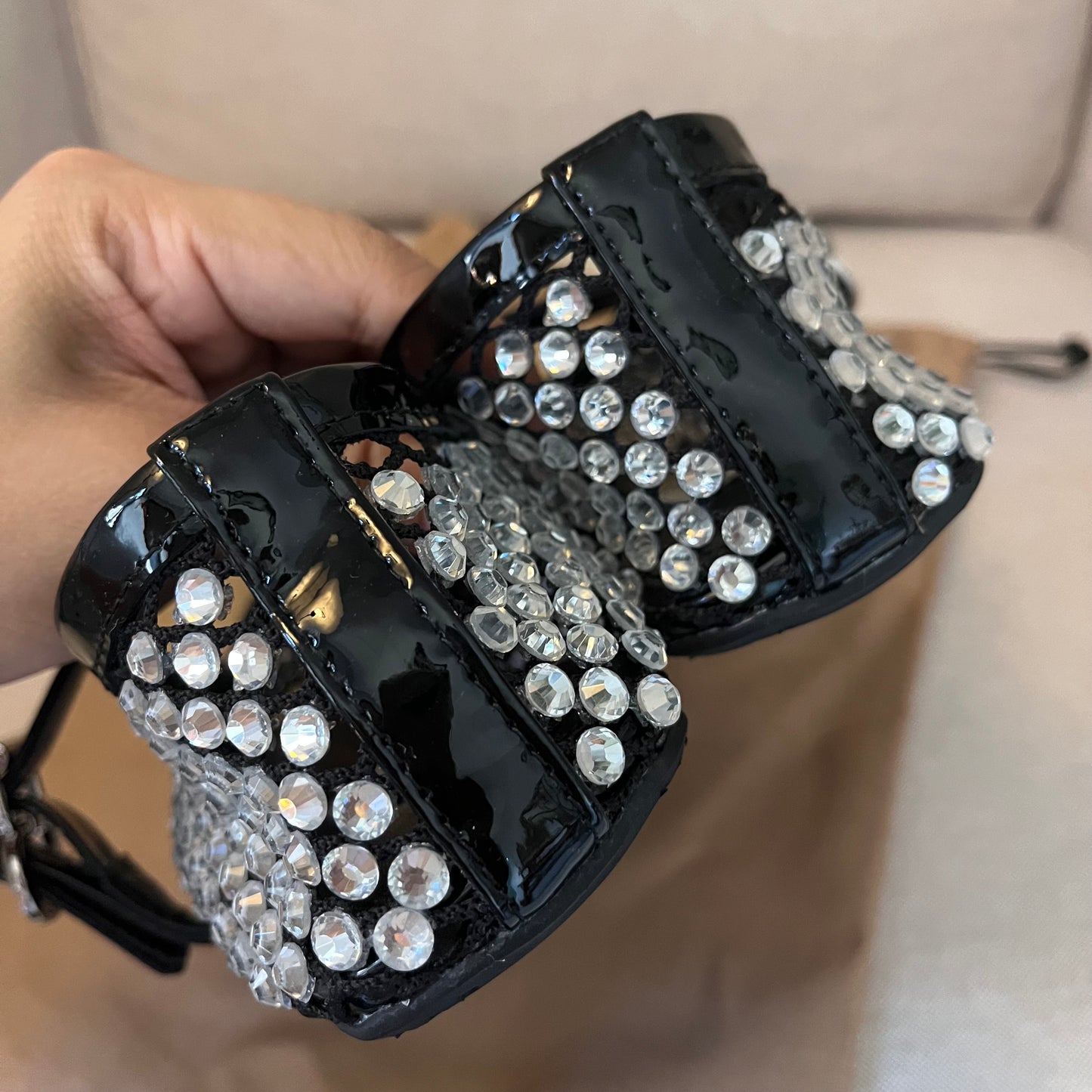 Alaia Crystal Flats (Black)