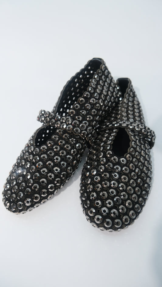Alaia Crystal Flats (Black)