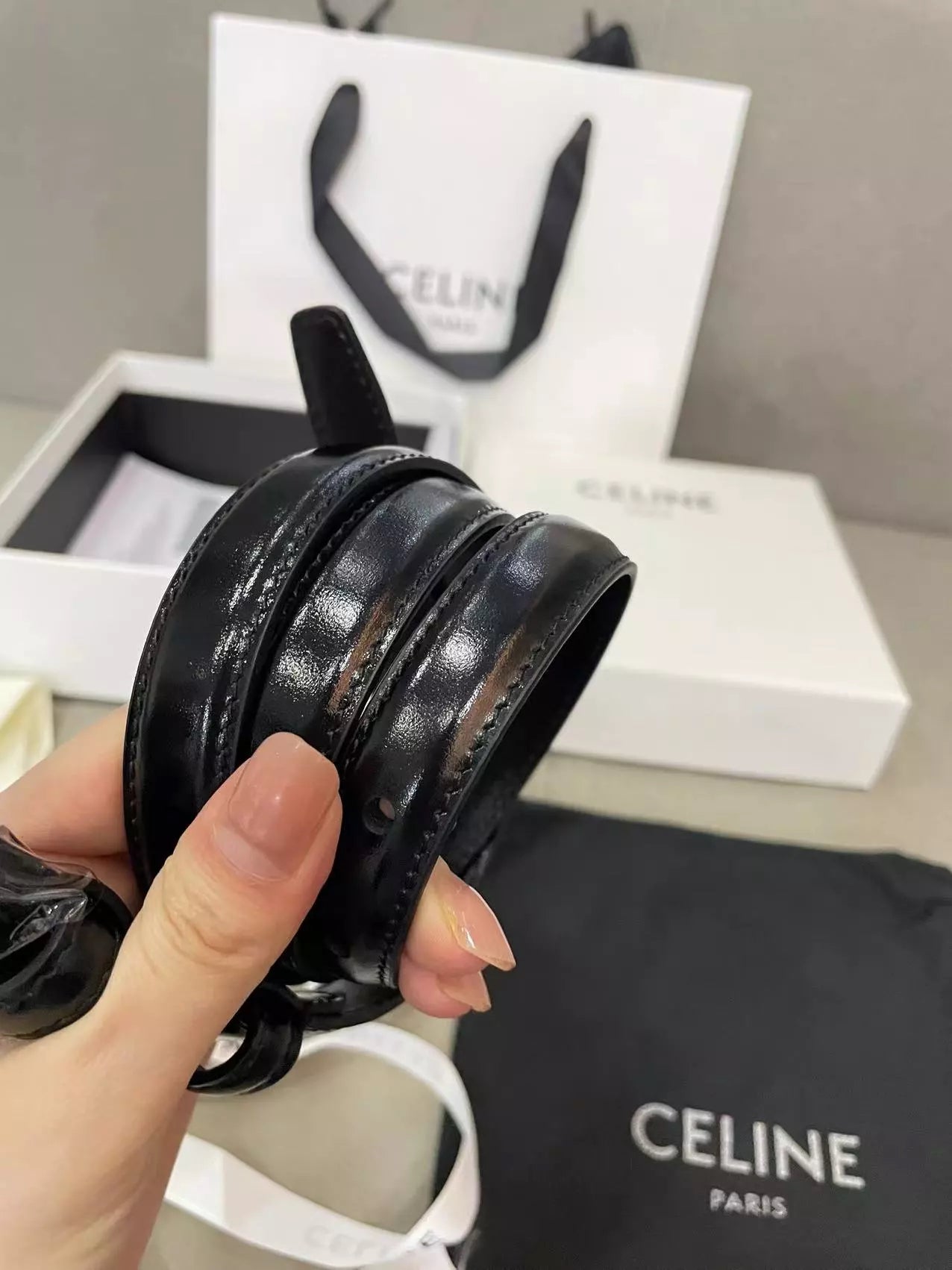 Celine Triomphe Slim Belt
