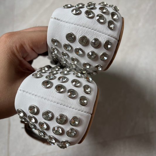 Alaia Crystal Flats (white)