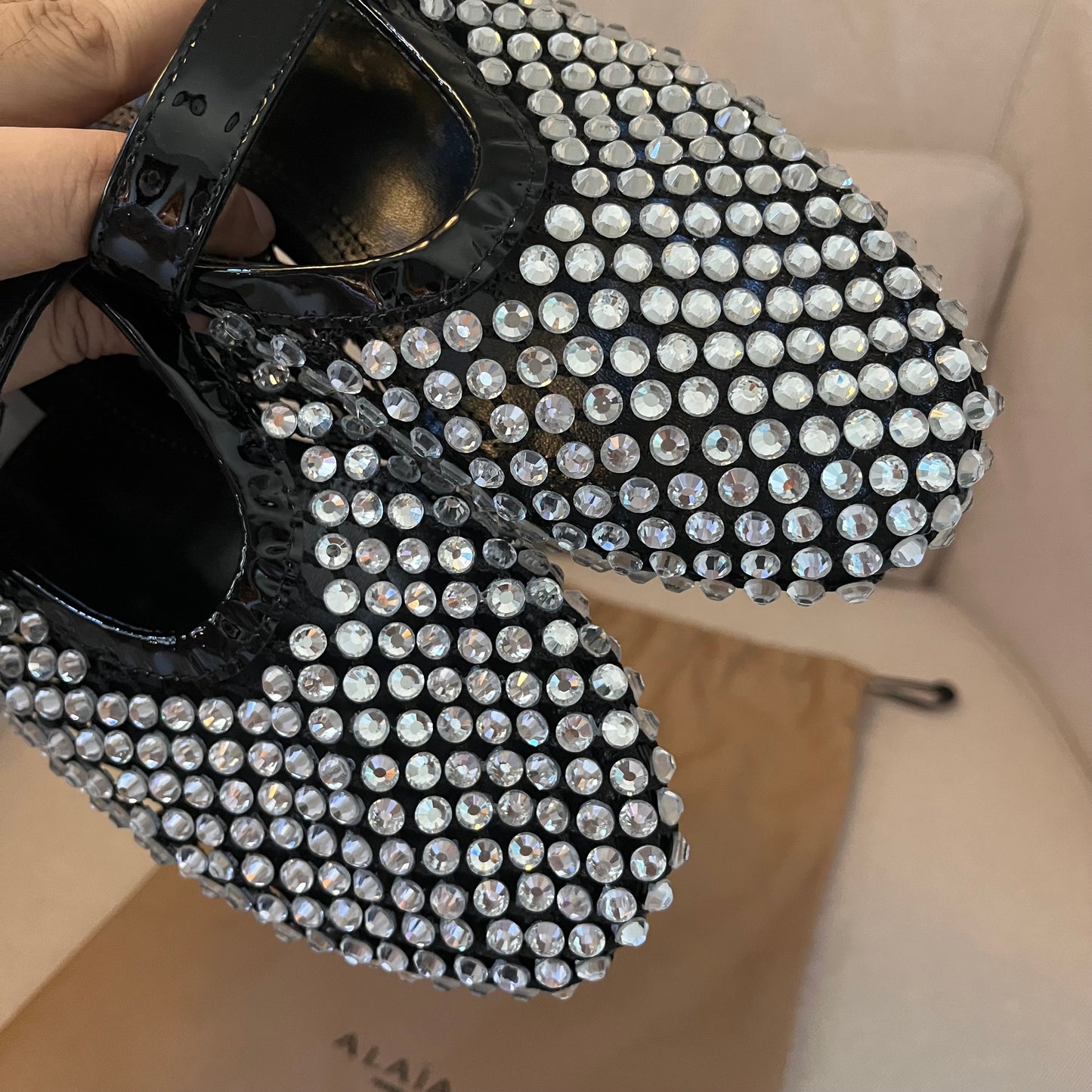 Alaia Crystal Flats (Black)