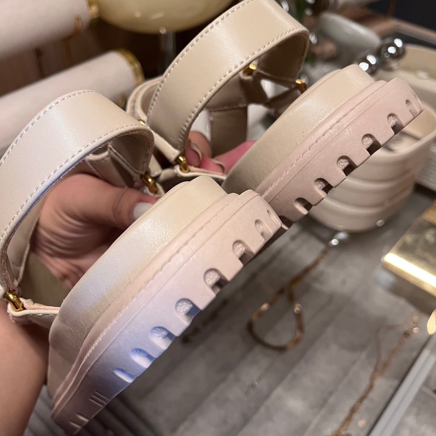Christian Dior Dad Sandals (Beige) Vertical Strap