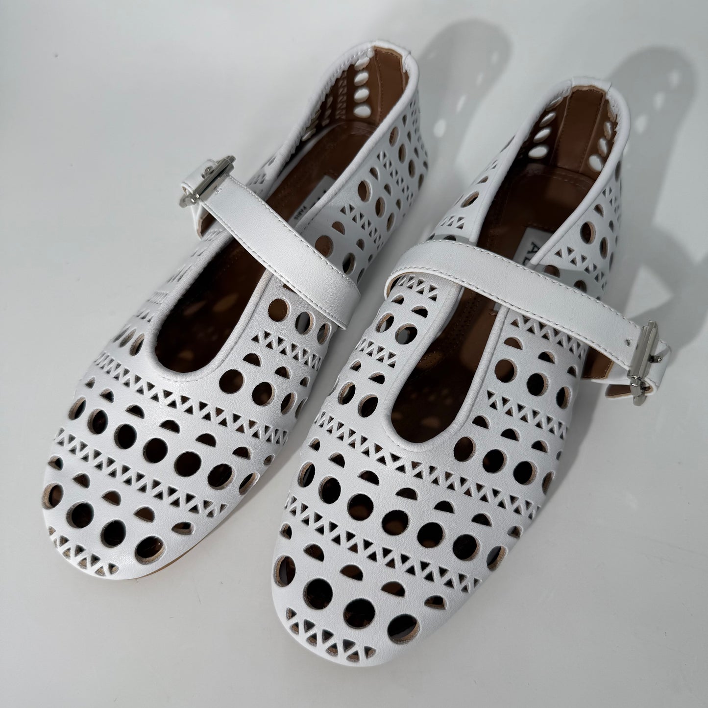 Alaia Perforated Ballet Flats (White)