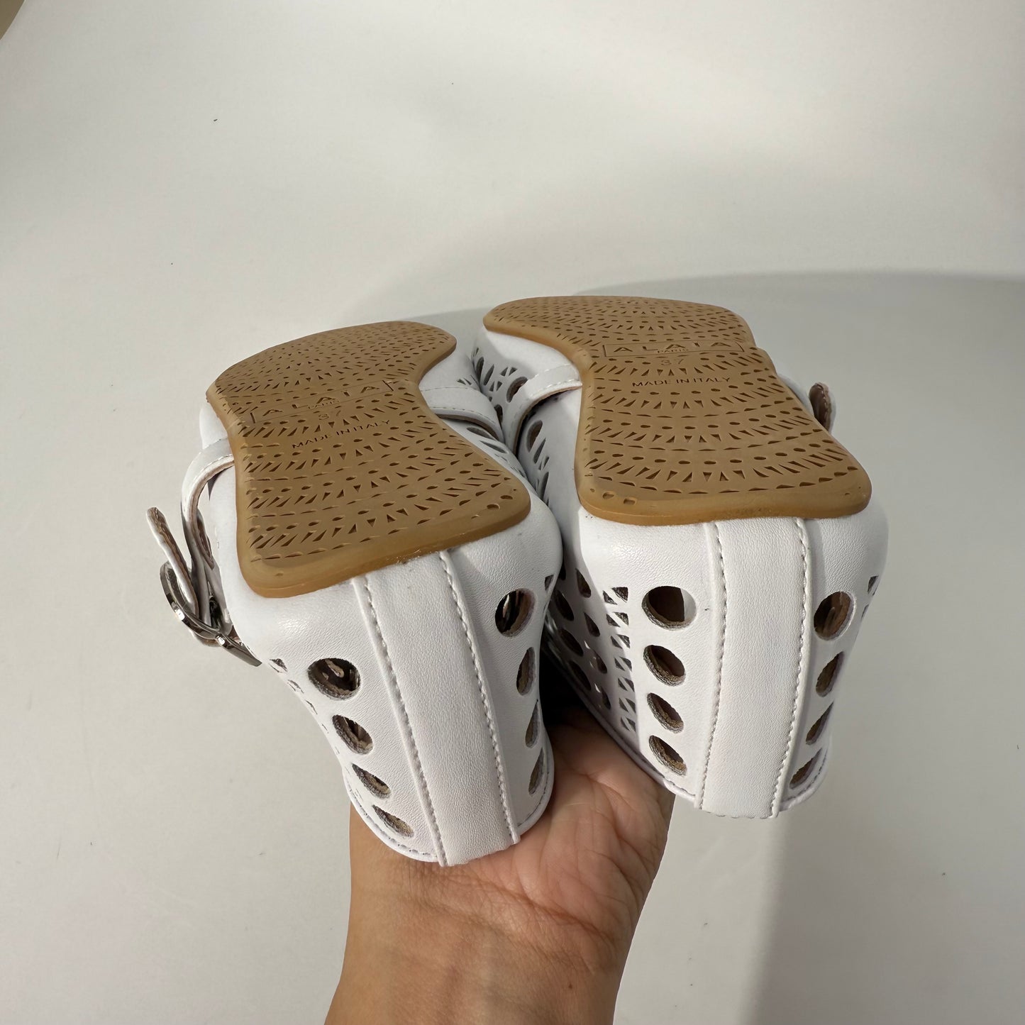 Alaia Perforated Ballet Flats (White)