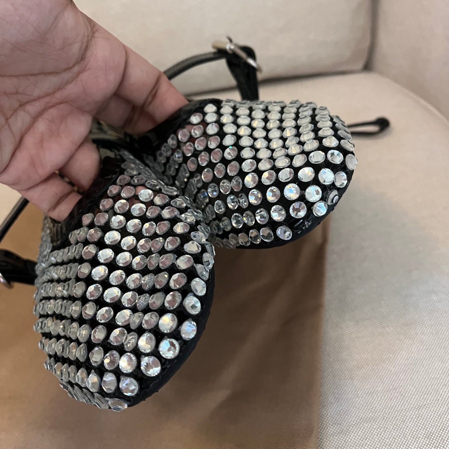 Alaia Crystal Flats (Black)