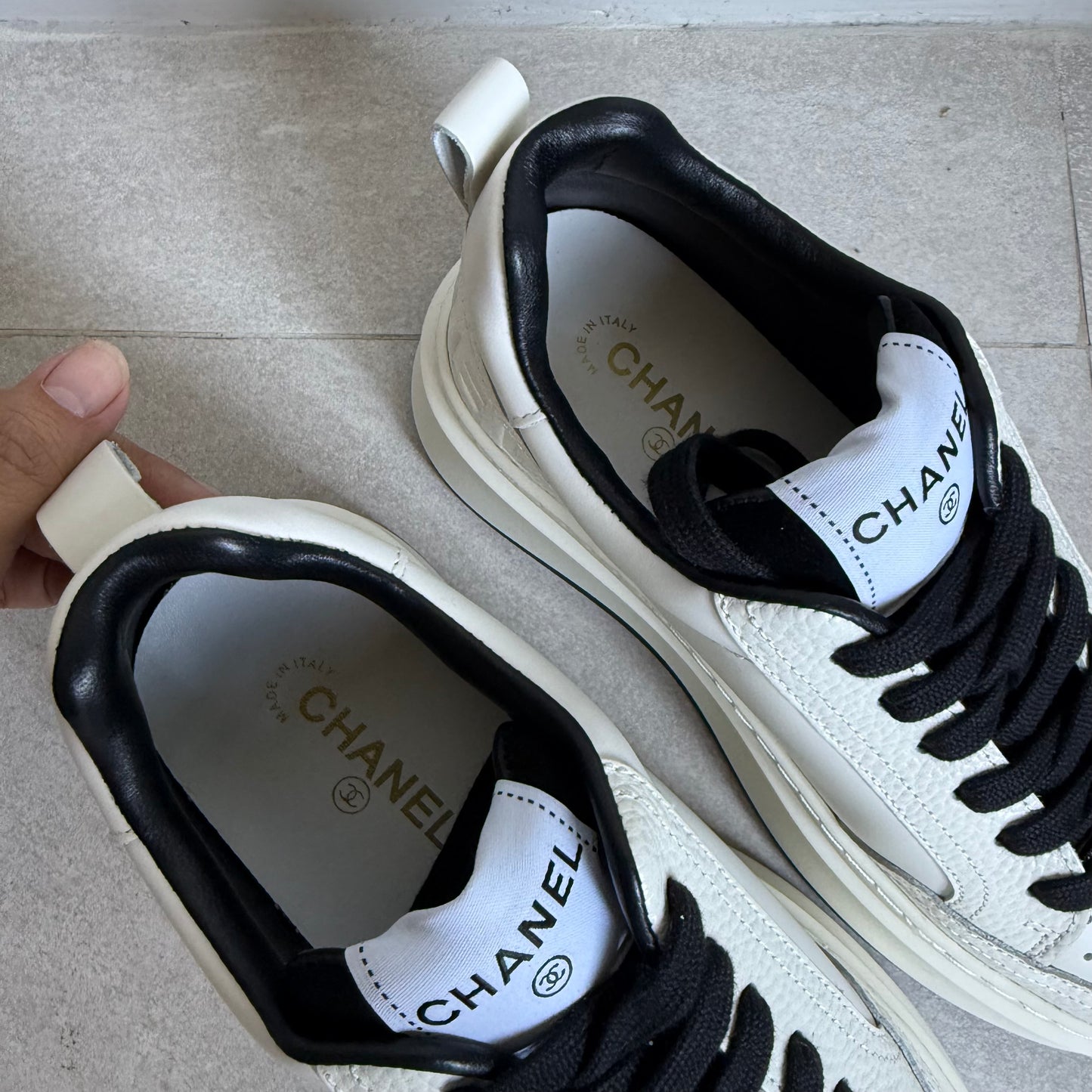 Chanel Leather White Sneakers