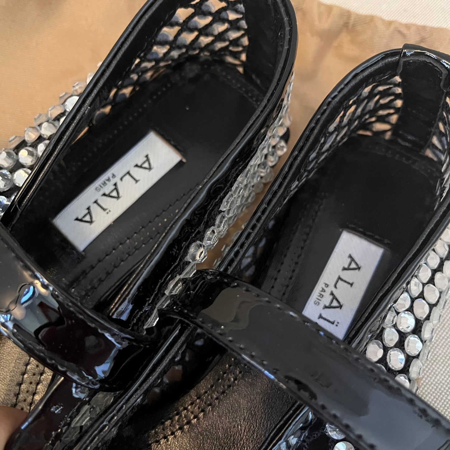 Alaia Crystal Flats (Black)