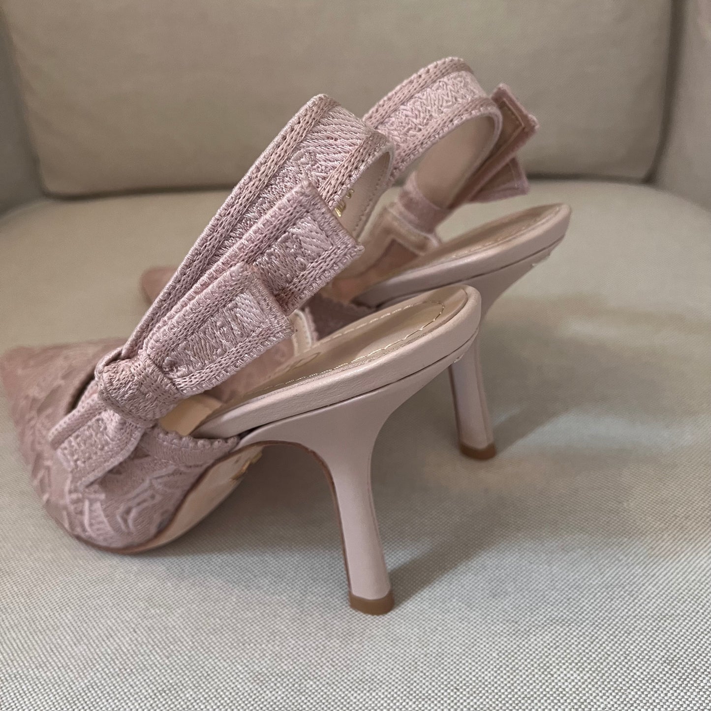 Christian Dior Slingback Lace Kitten Heels (Nude Pink)