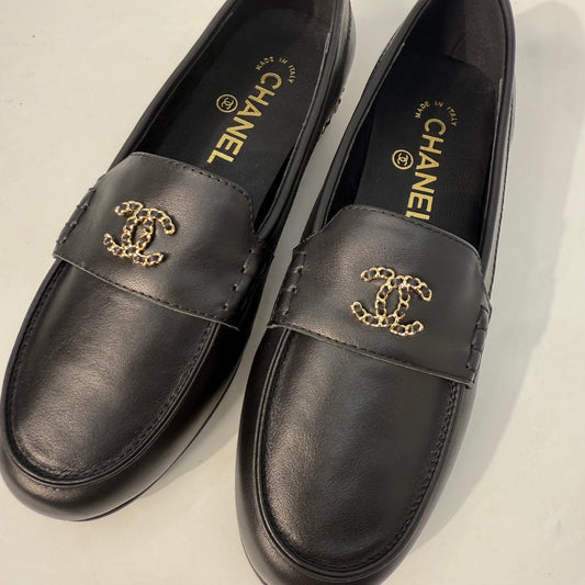 Chanel Calfskin CC Chain Mocassin Loafers