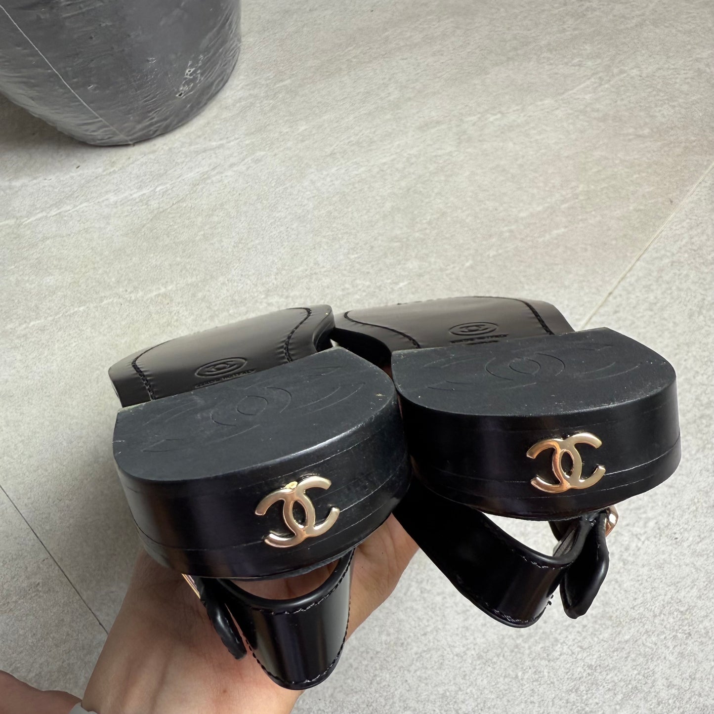 Chanel Patent Wide Slingback
