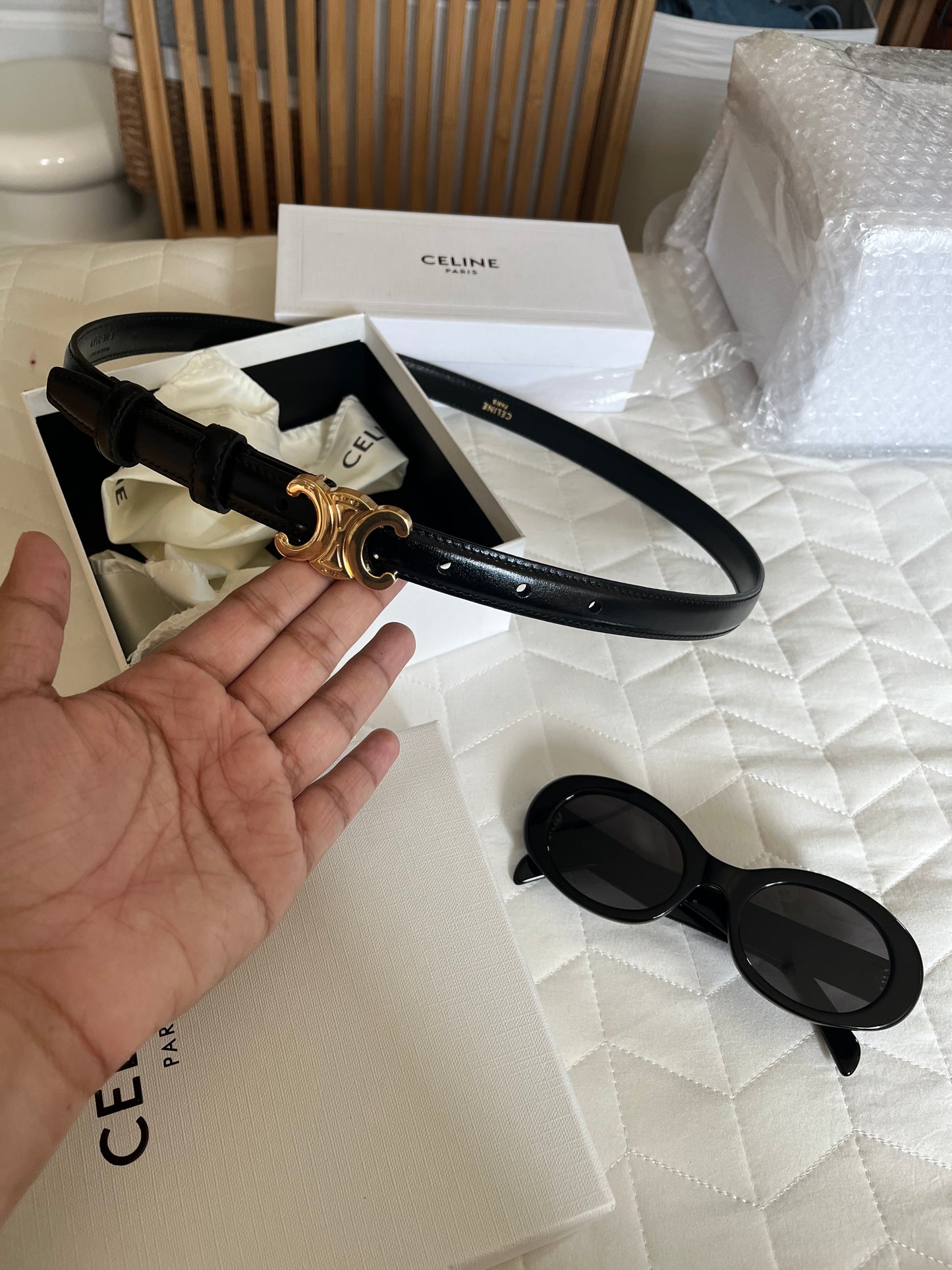 Celine Triomphe Slim Belt