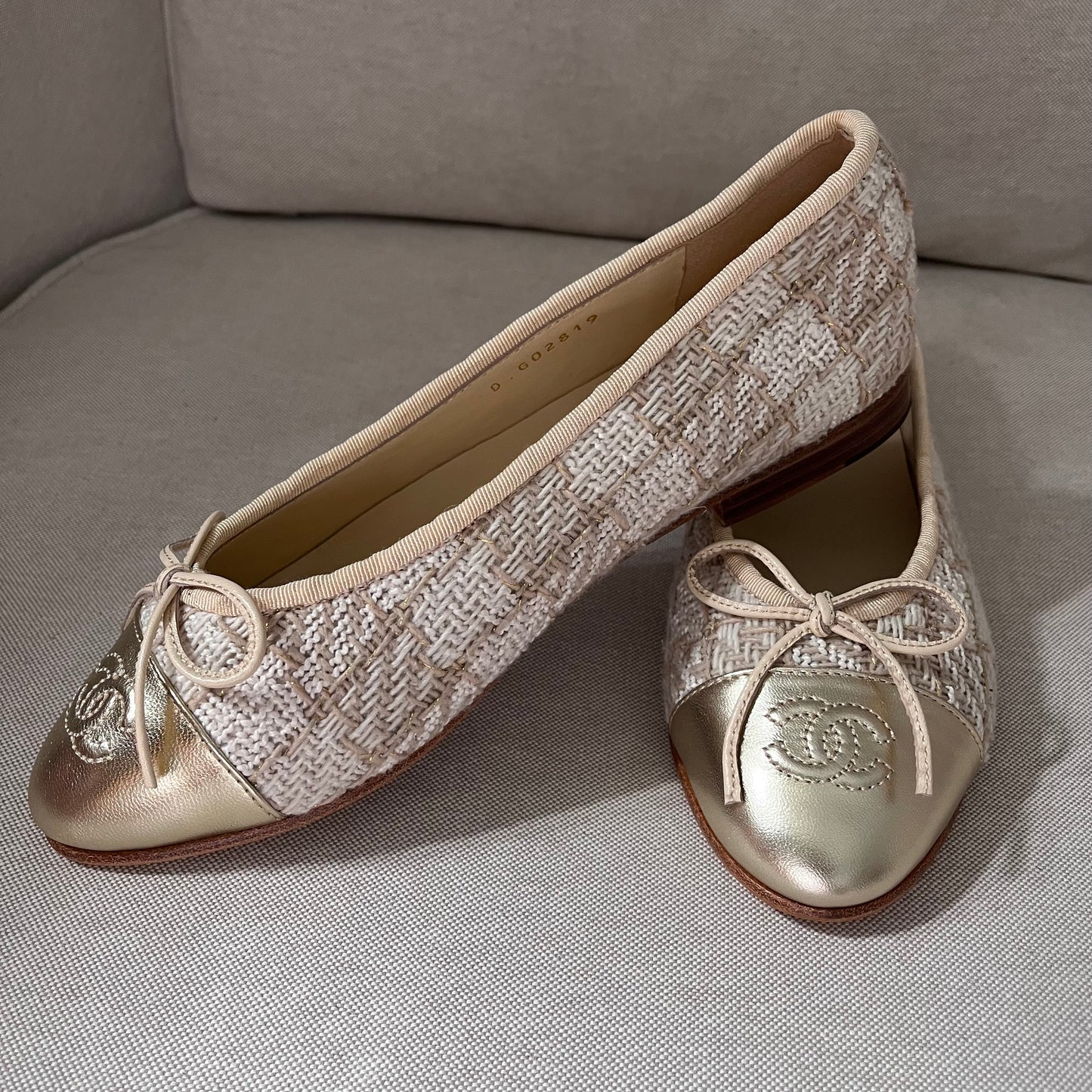 Chanel Ballet Gold Tweed Shoes