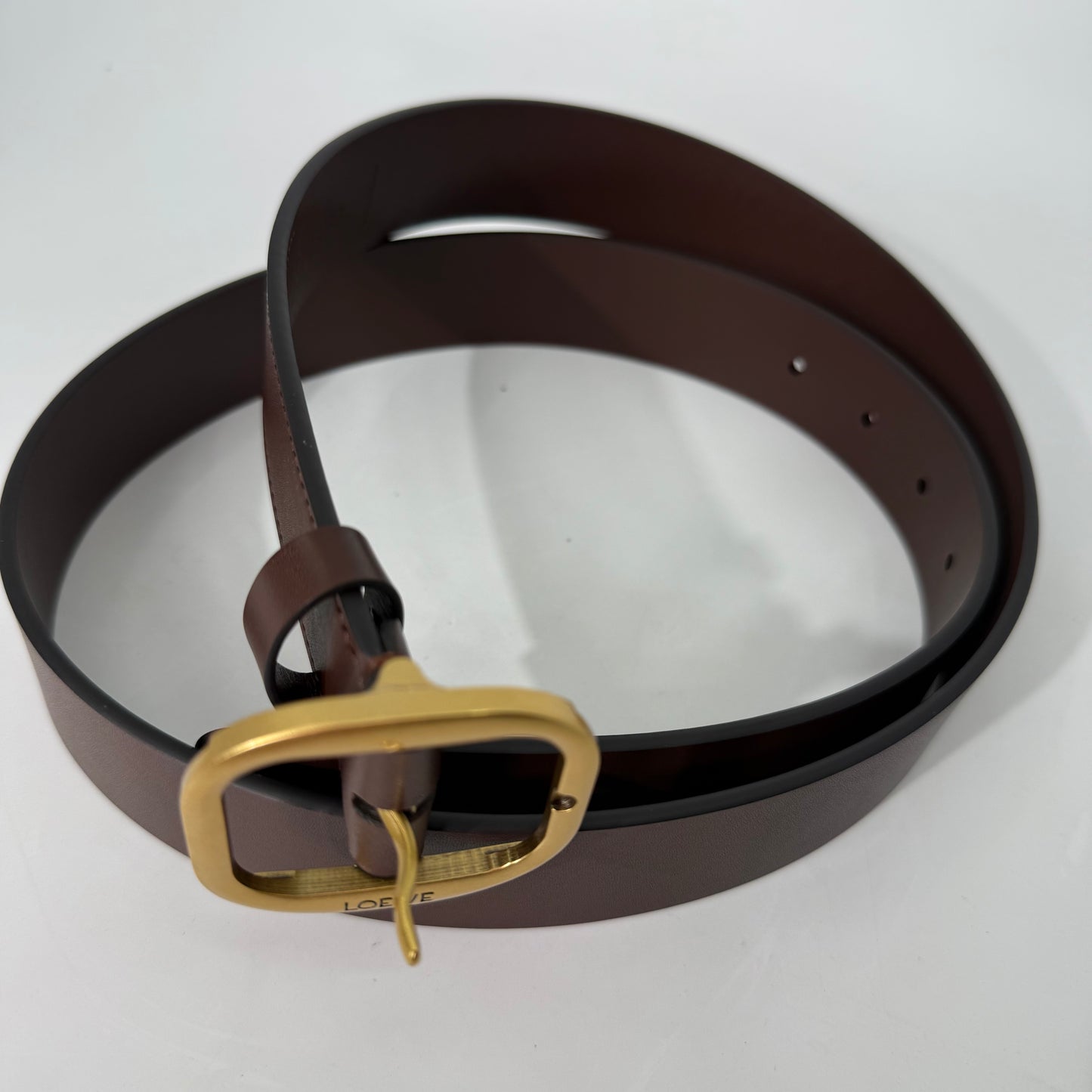 Loewe Buckle Belt (Dark Brown/Maroon)