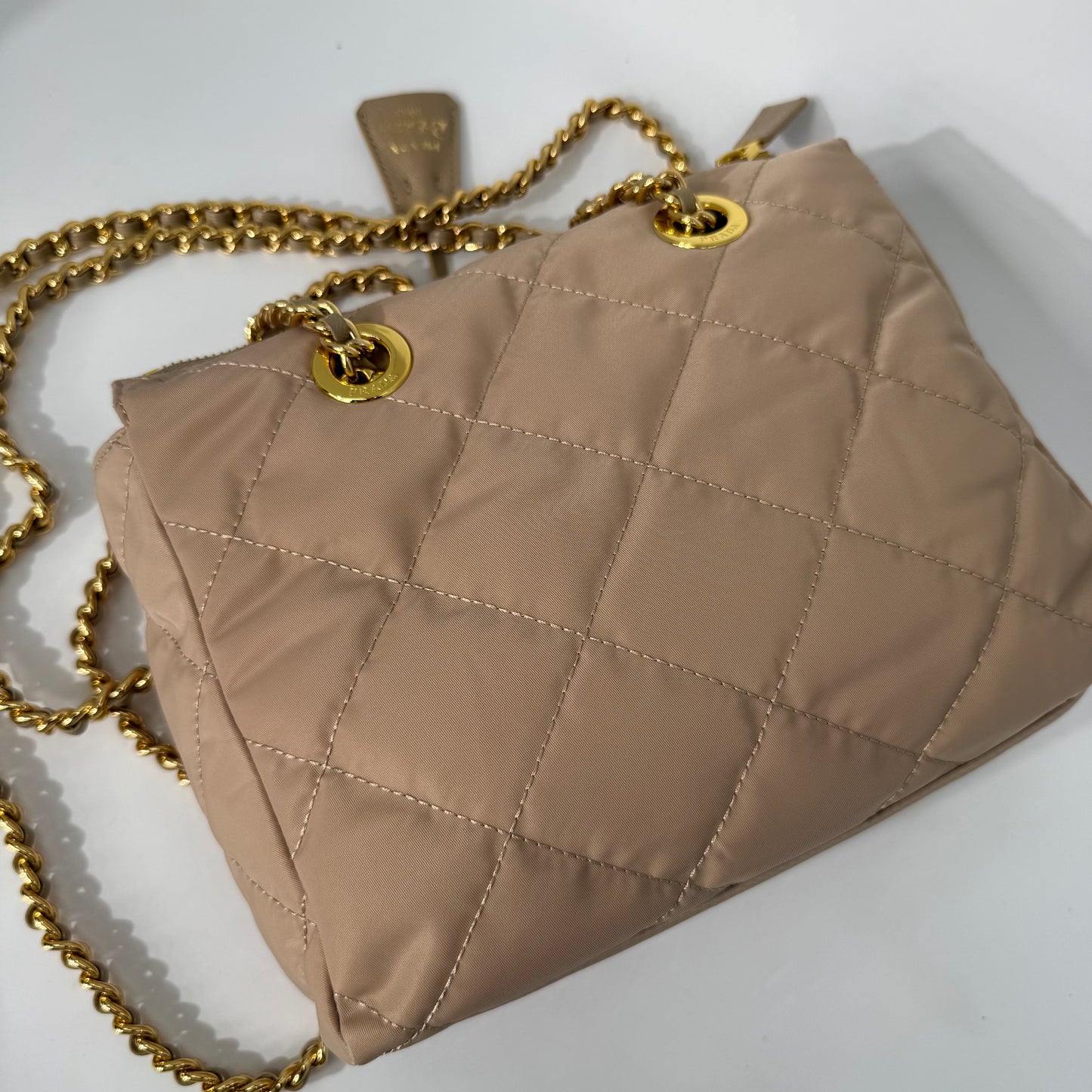 Prada Quilted Nude Chain Shoulder Bag
