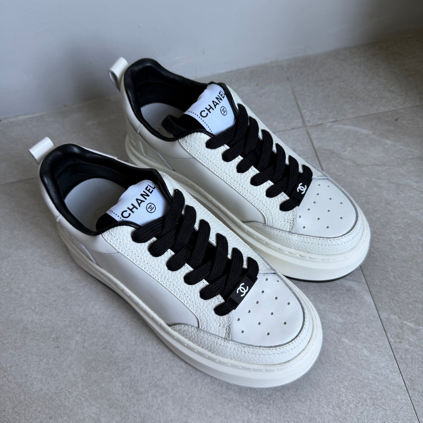 Chanel Leather White Sneakers