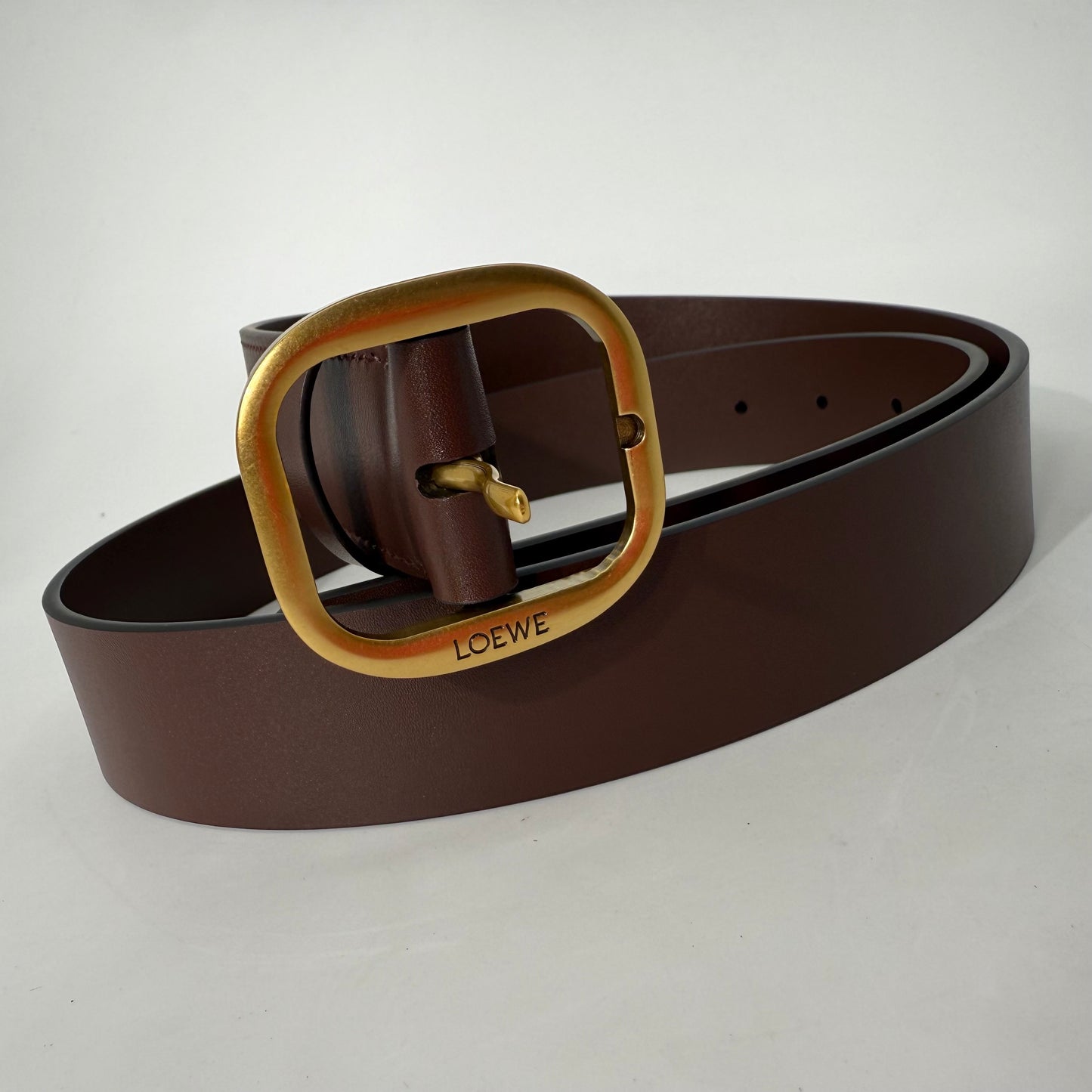 Loewe Buckle Belt (Dark Brown/Maroon)