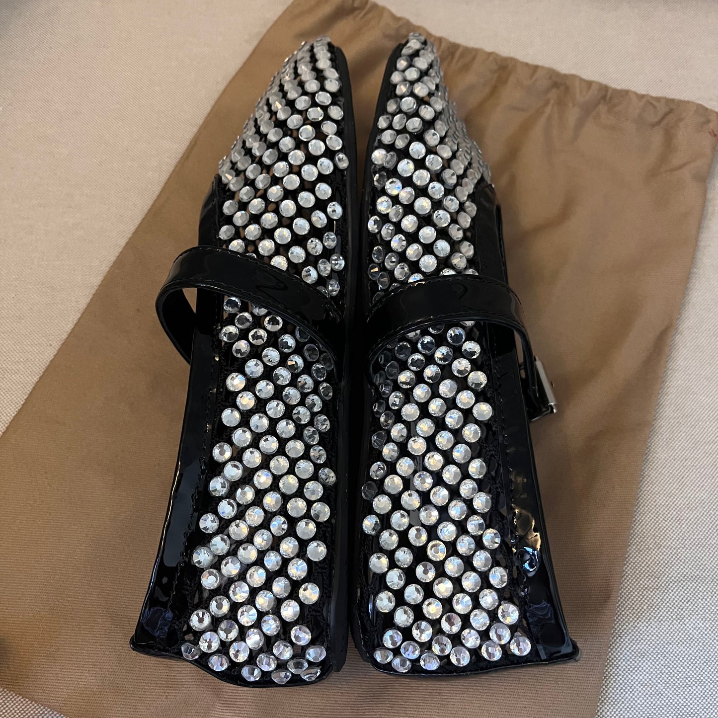 Alaia Crystal Flats (Black)