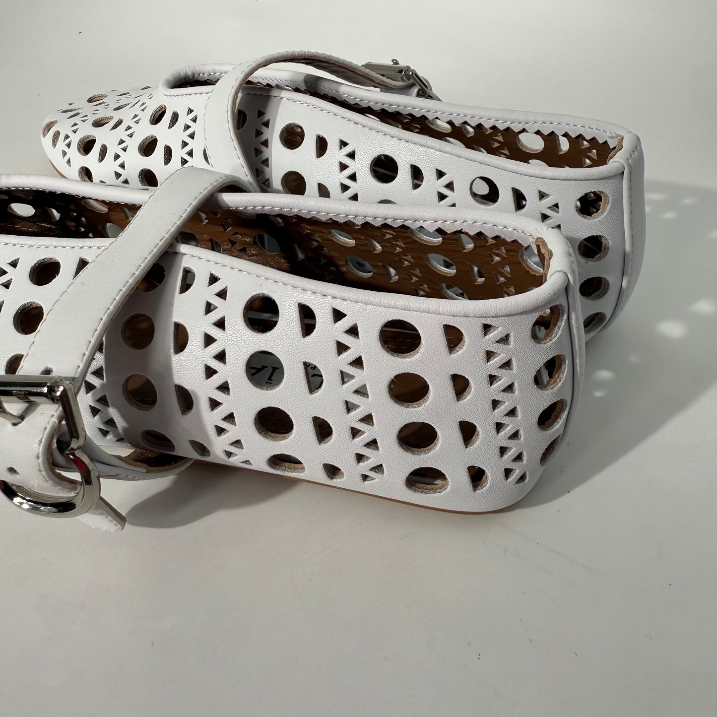 Alaia Perforated Ballet Flats (White)