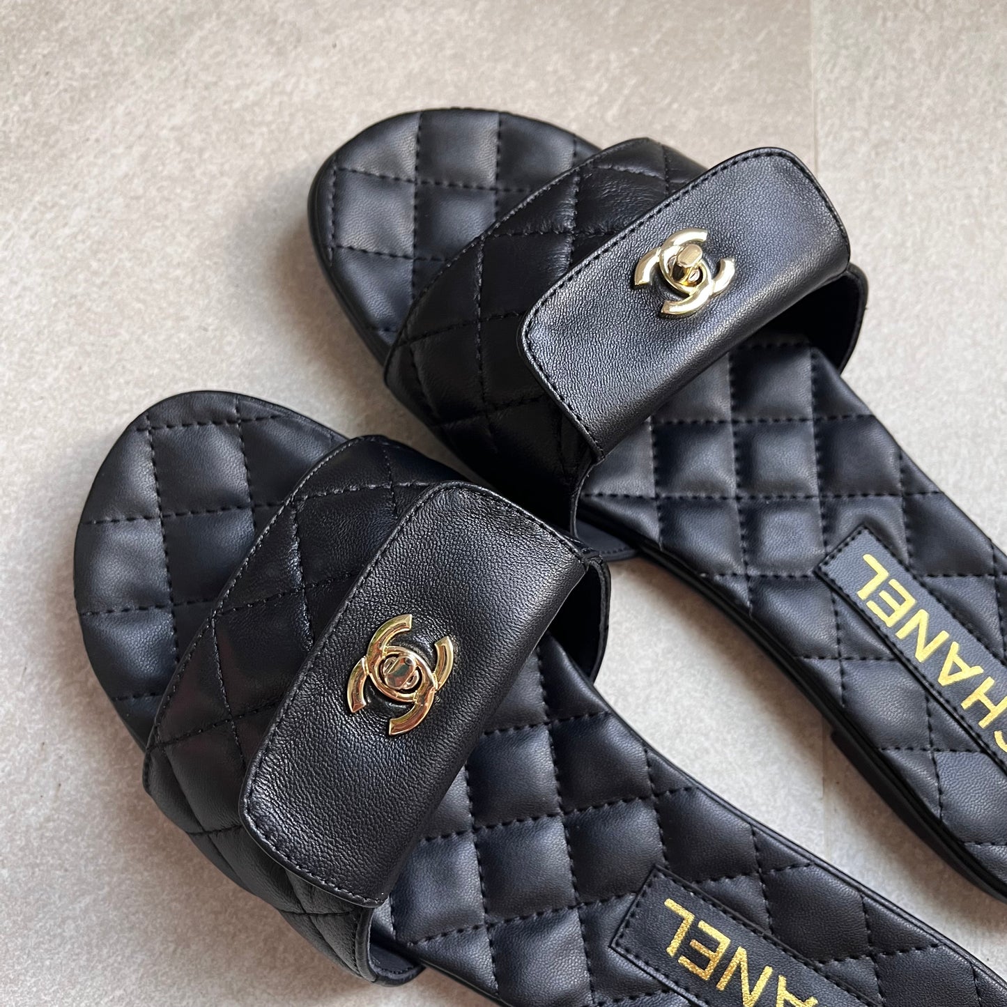 Chanel Quilted Slides