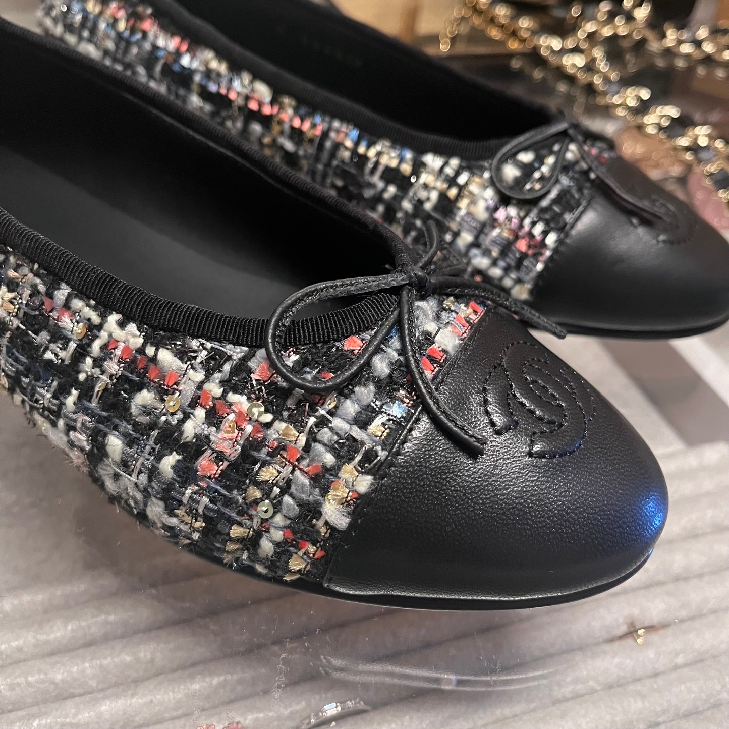 Chanel Tweed Ballet Sandals