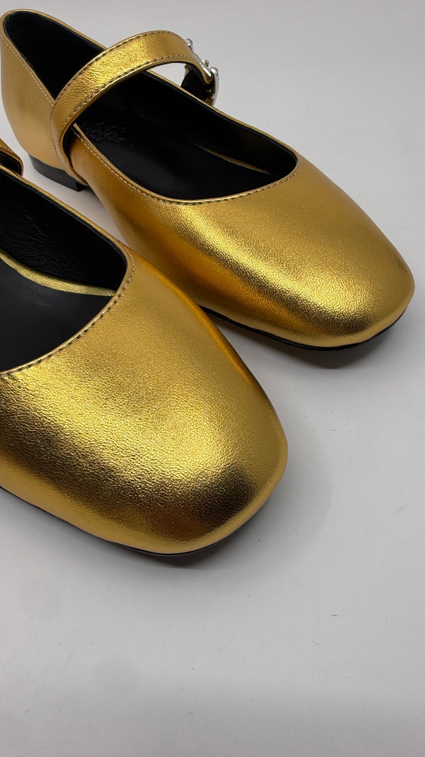 Hermes Mary Jane Gold Shoes