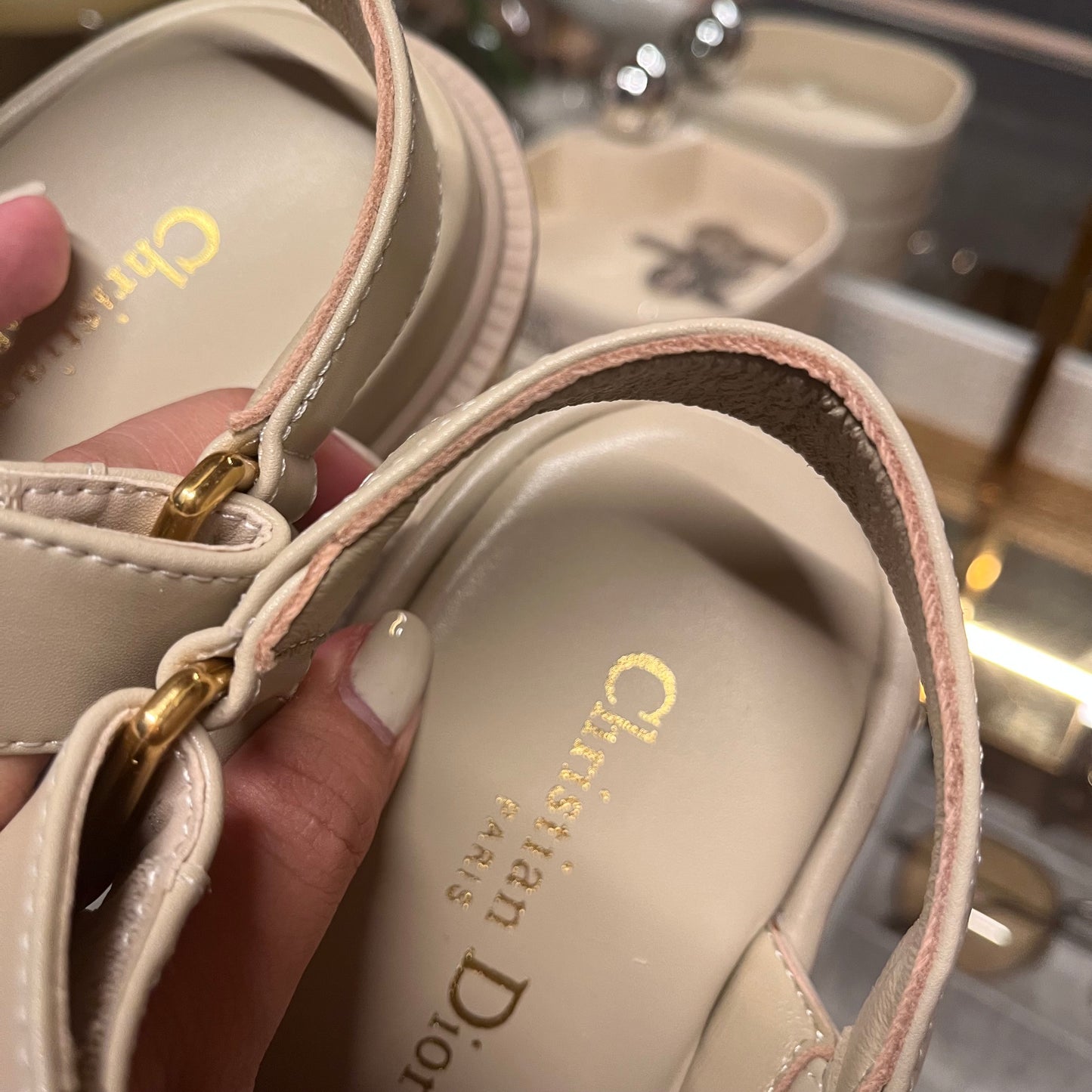 Christian Dior Dad Sandals (Beige) Vertical Strap