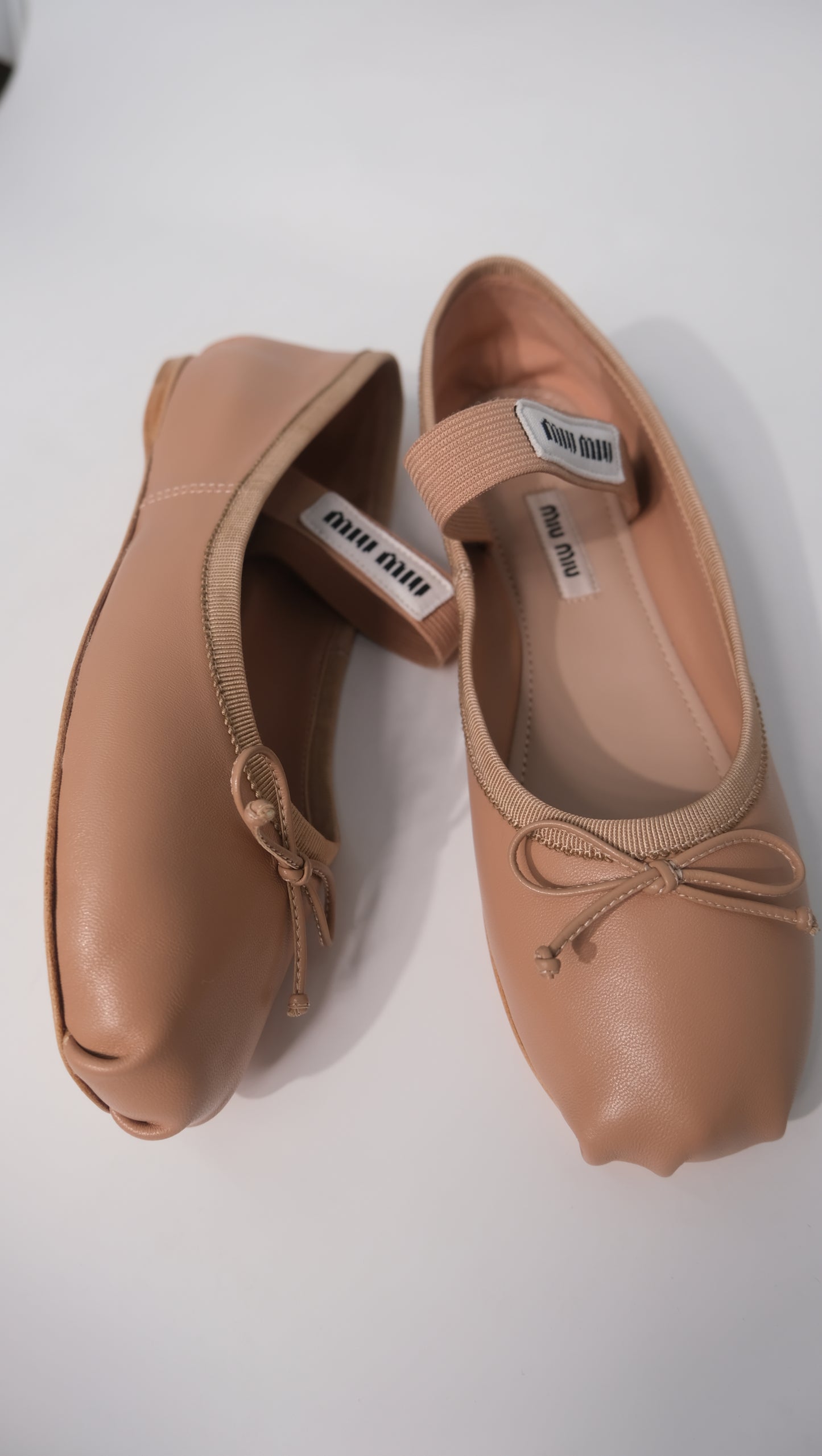 Miu Miu Leather Ballet Flats (Nude/Pink)