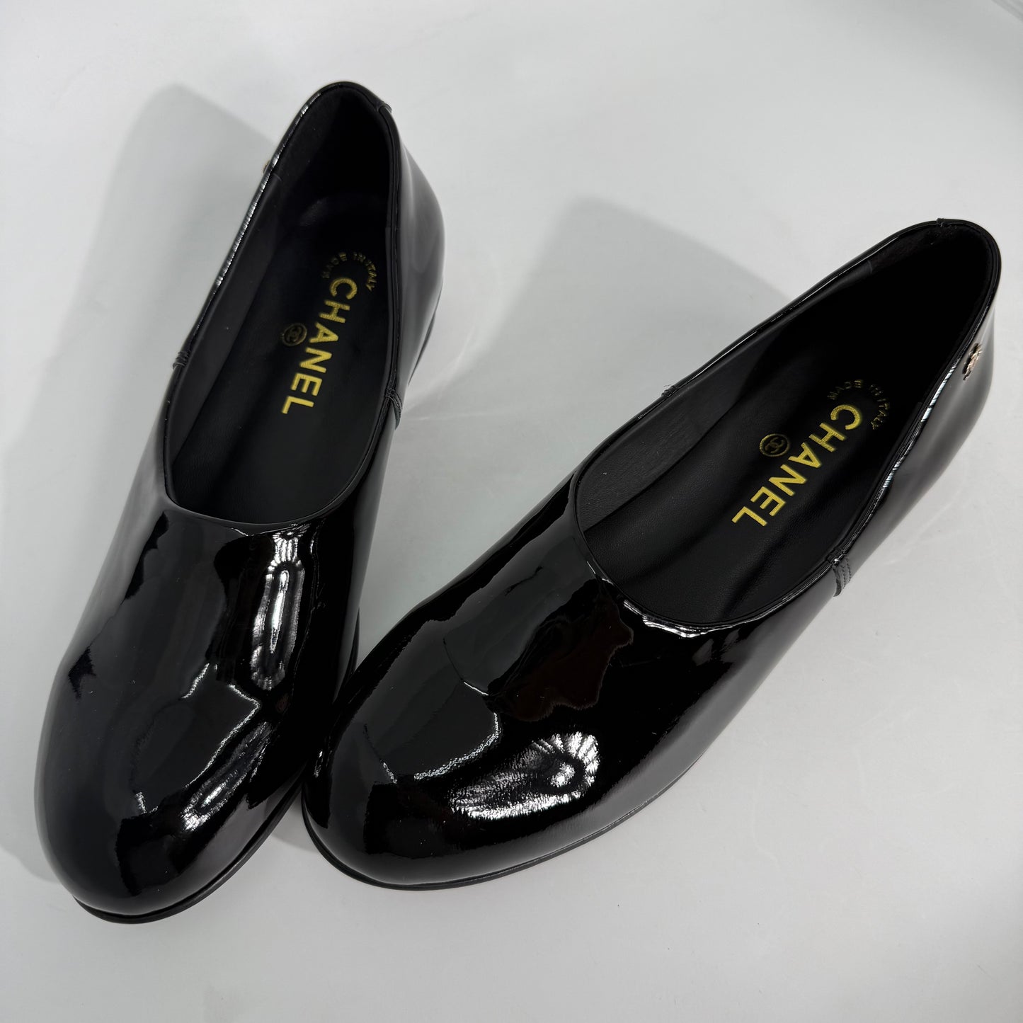 Chanel 25C Black Patent Leather Loafers