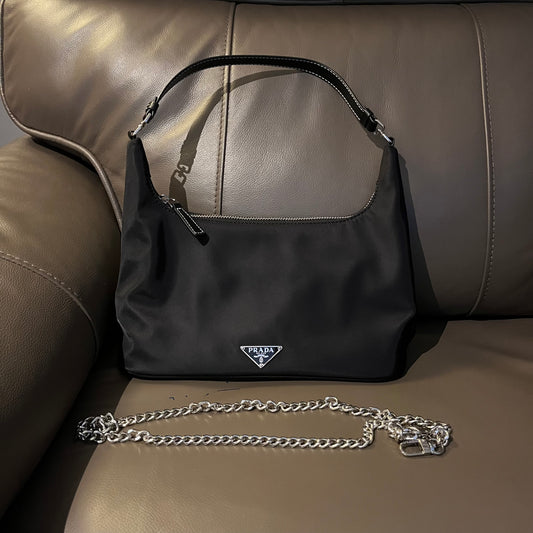 Prada Mini Baguette 2.0 (with silver chain)