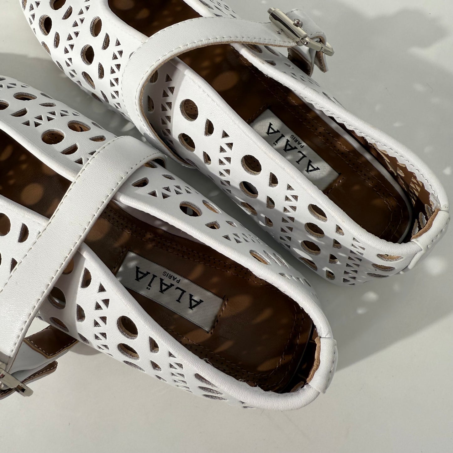 Alaia Perforated Ballet Flats (White)