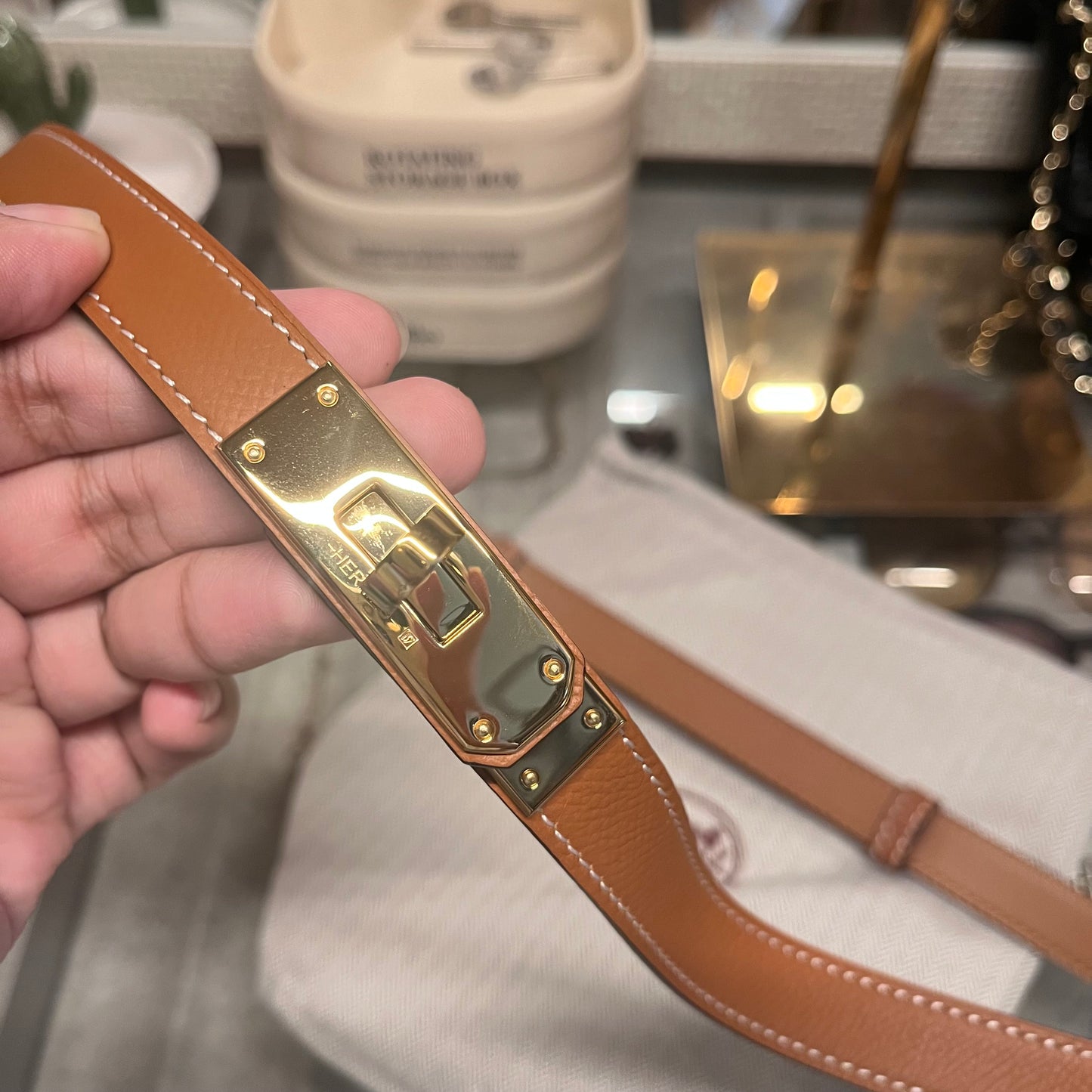 Hermes Kelly Belt (Gold Tan)