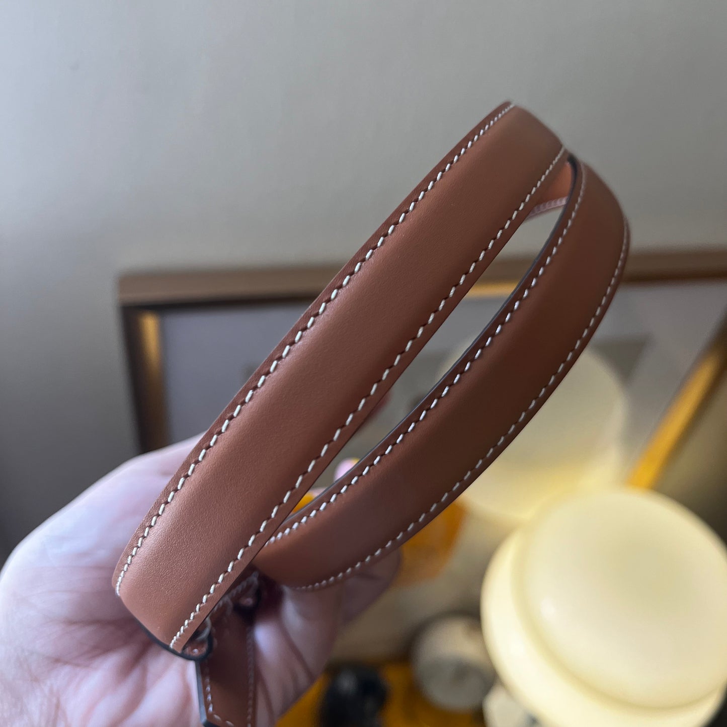Celine Triomphe Belt Slim Brown