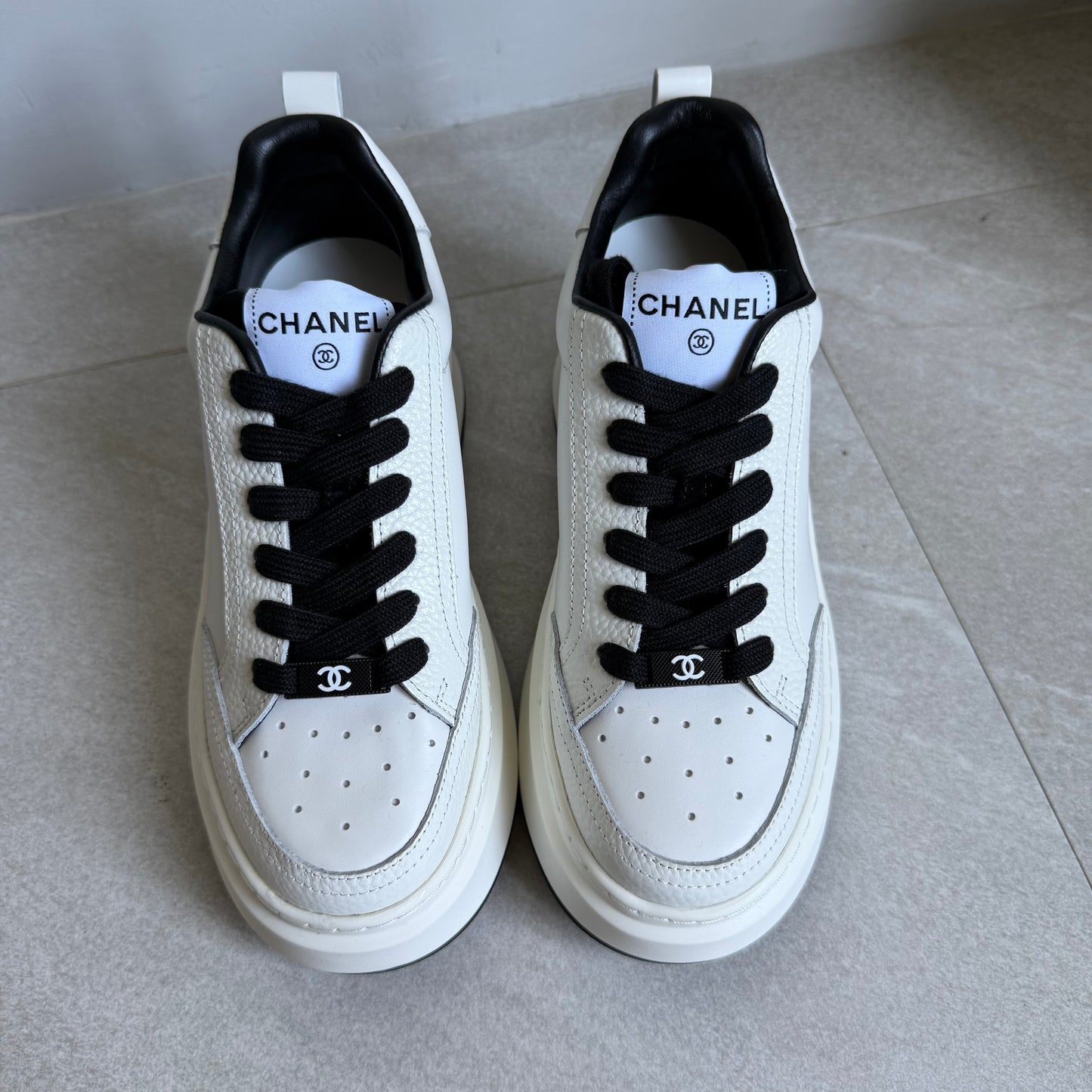 Chanel Leather White Sneakers