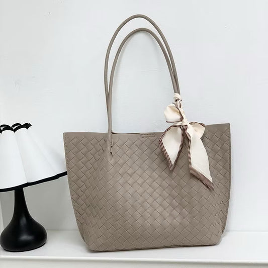 "Olive" Bespoke Leather Weave Tote (Brandless)