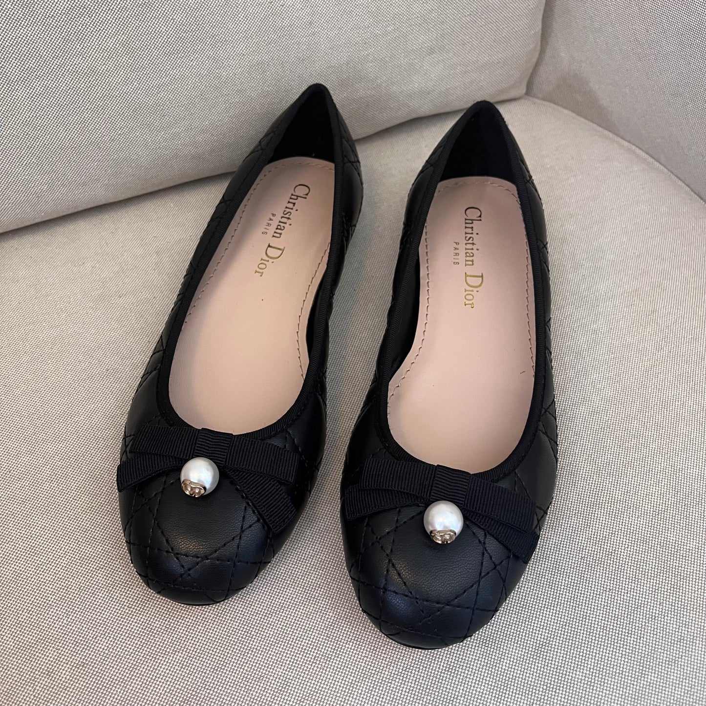 Christian Dior Cannage Ballet Flats (Black)