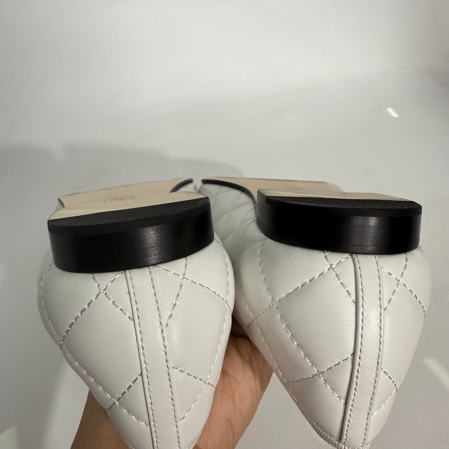 Chanel Quilted Ballet Shoes (White)