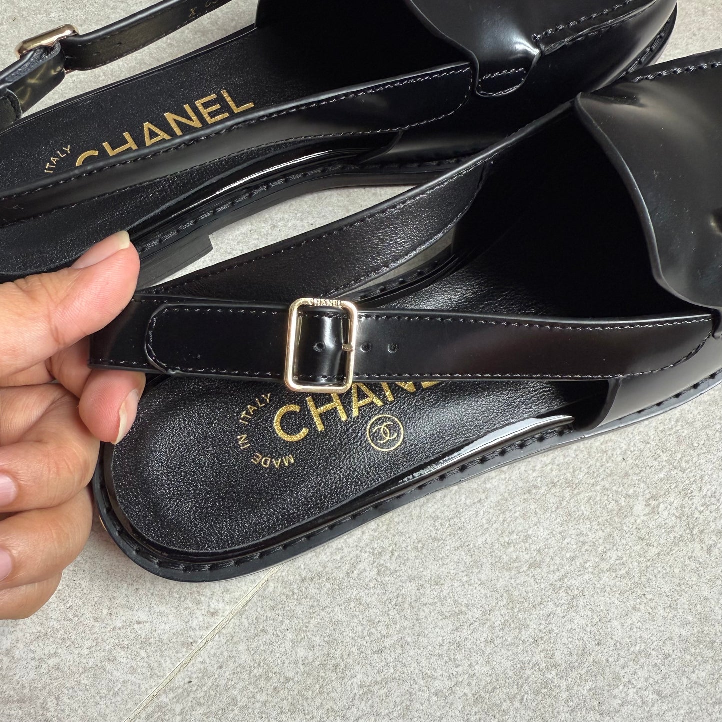 Chanel Patent Wide Slingback