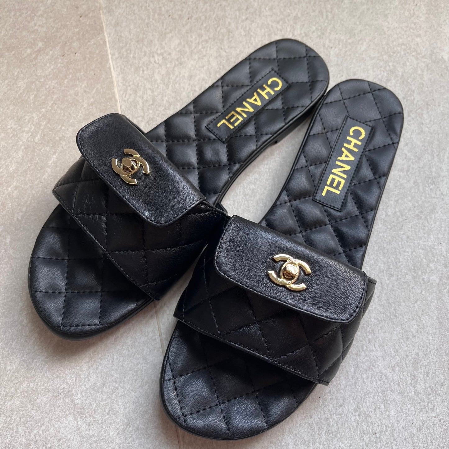 Chanel Quilted Slides