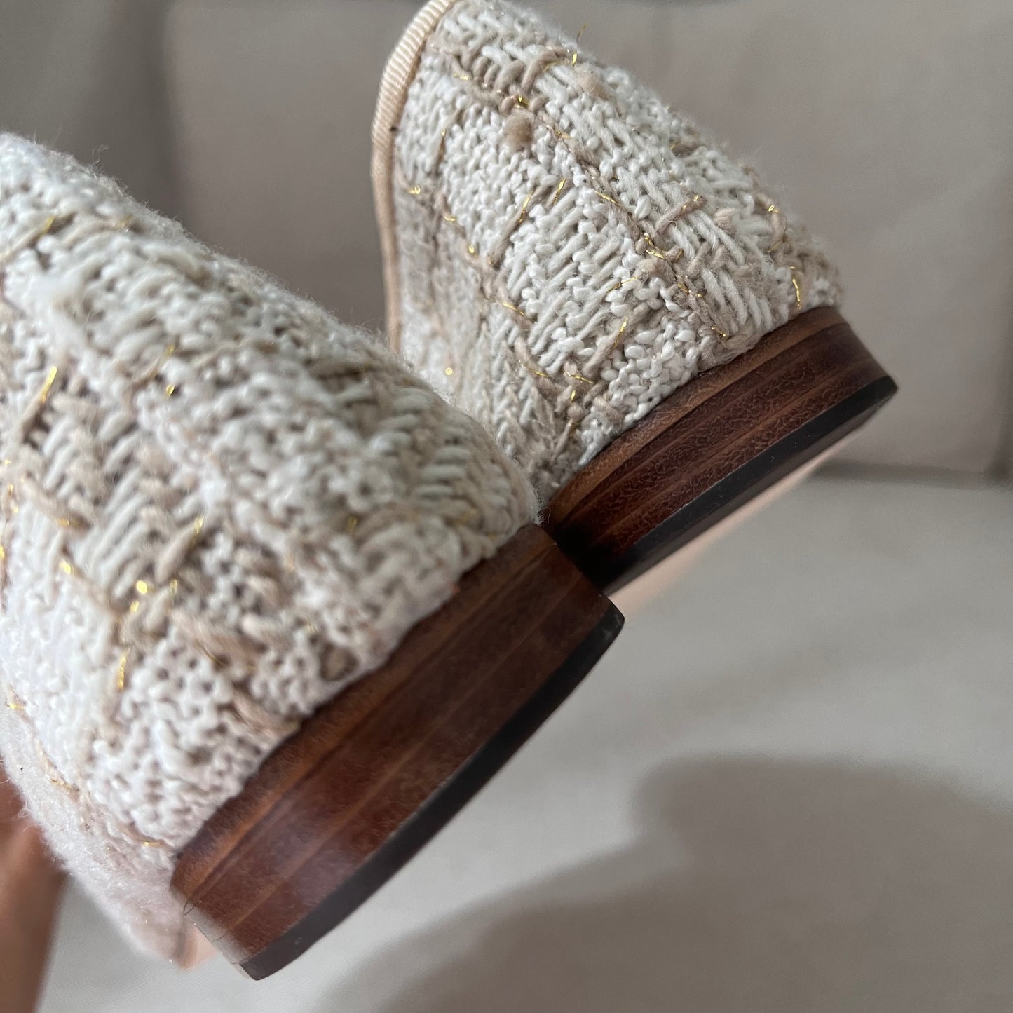 Chanel Ballet Gold Tweed Shoes