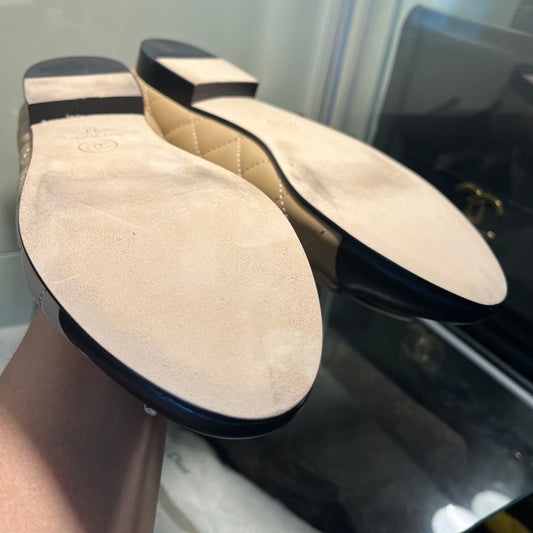 Chanel Ballet Quilted Beige/Black Captoe