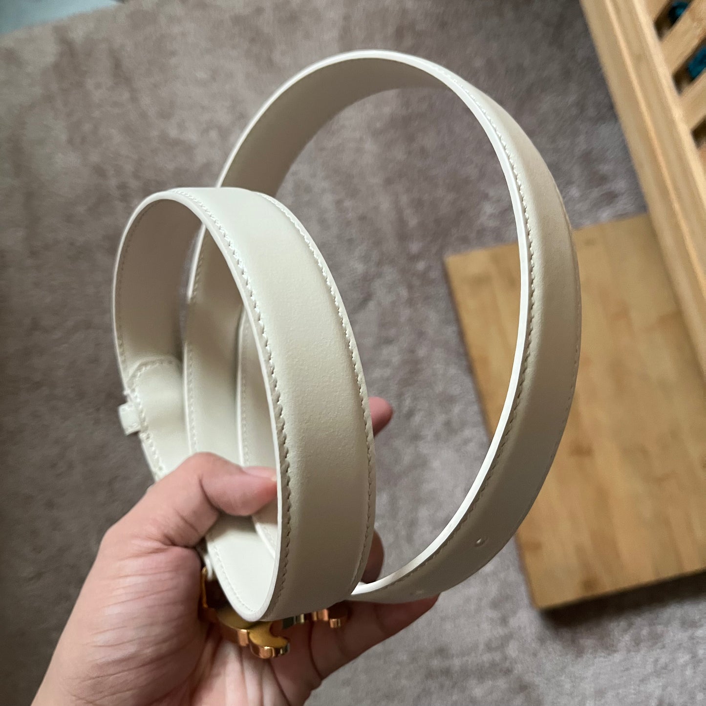 Celine Triomphe Belt White