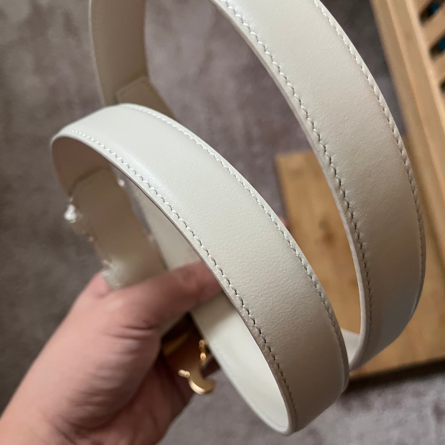 Celine Triomphe Belt White