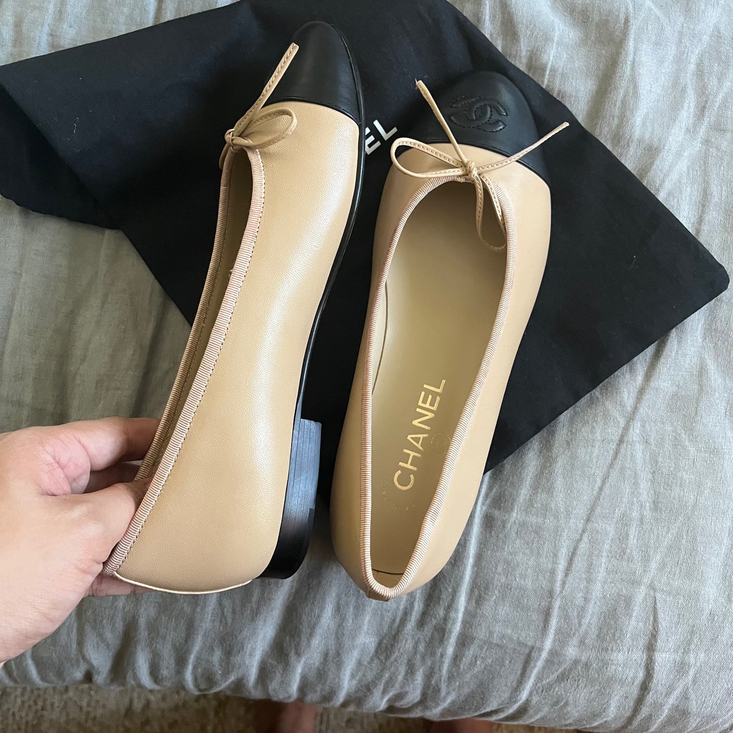 Chanel Ballet Nude/Black Captoe