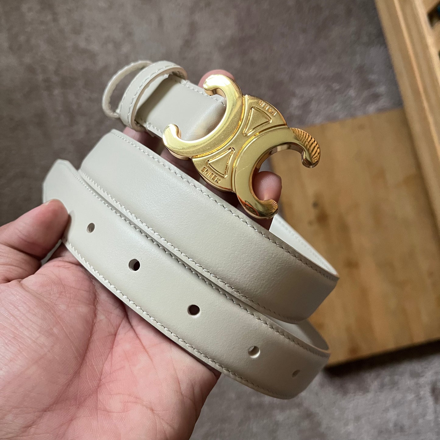Celine Triomphe Belt White
