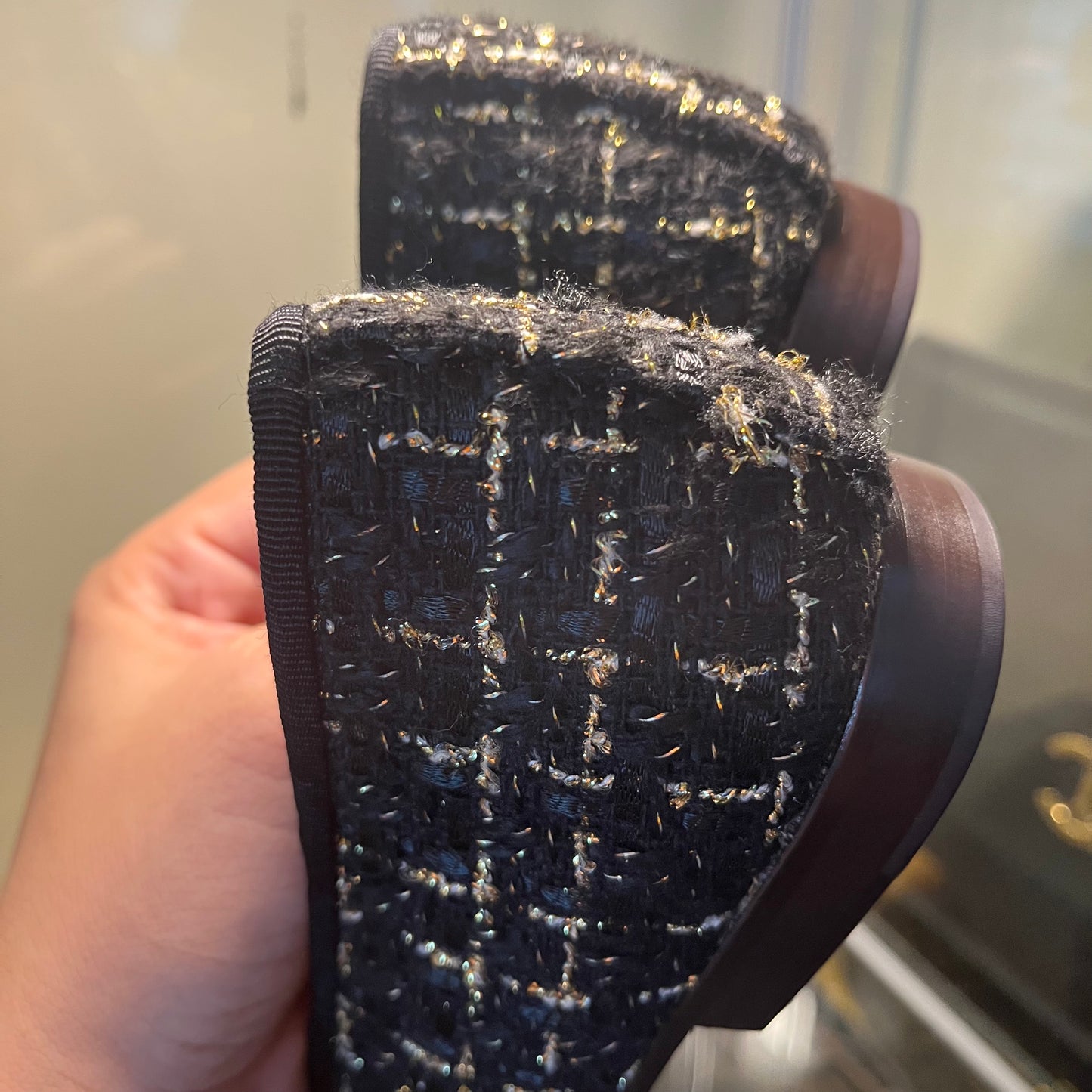 Chanel Tweed Ballet Black/Black Captoe