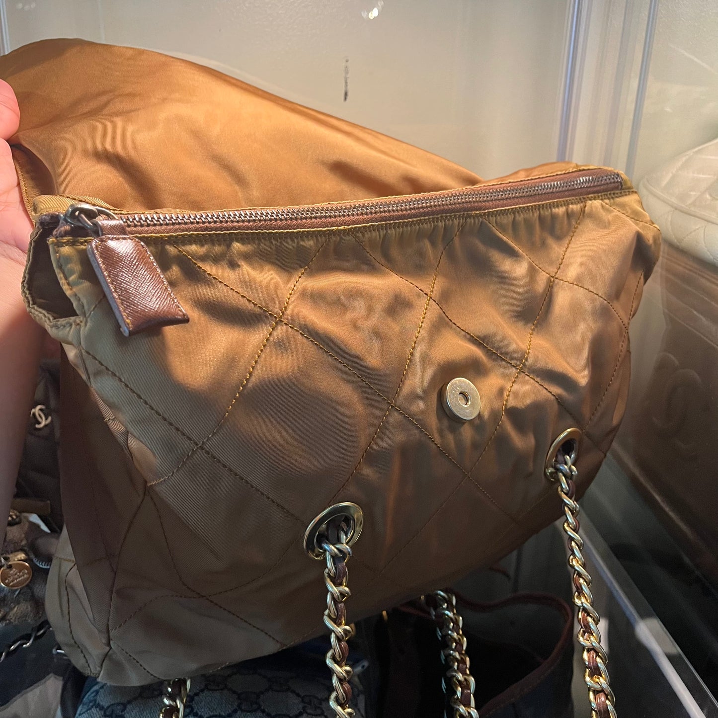 Prada Quilted Chain Milk Tea