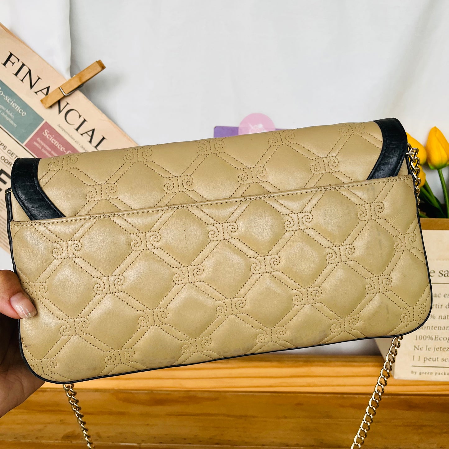 Pi3rre Cardin Quilted Chain Crossbody