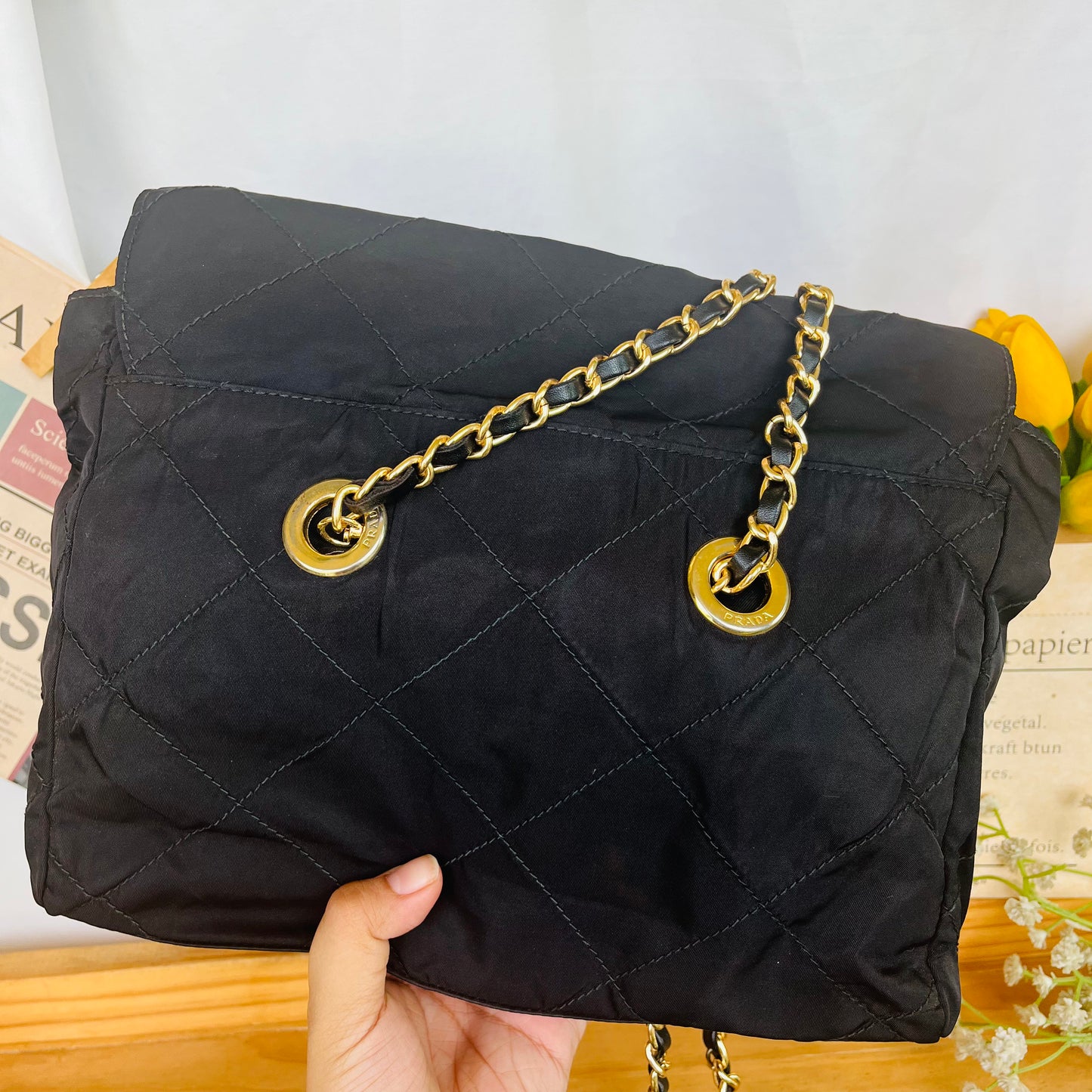 Pr@da Chain Quilted Sling