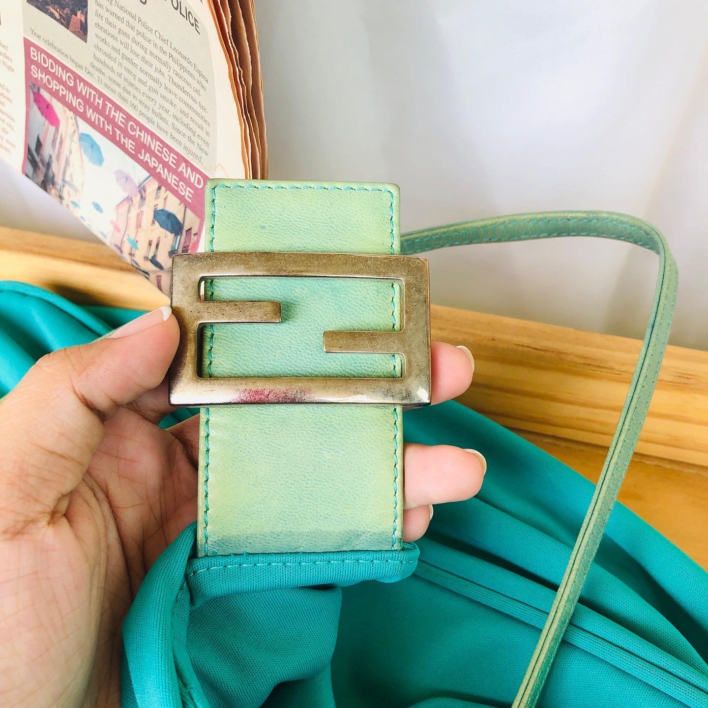 Fendi Teal Baguette