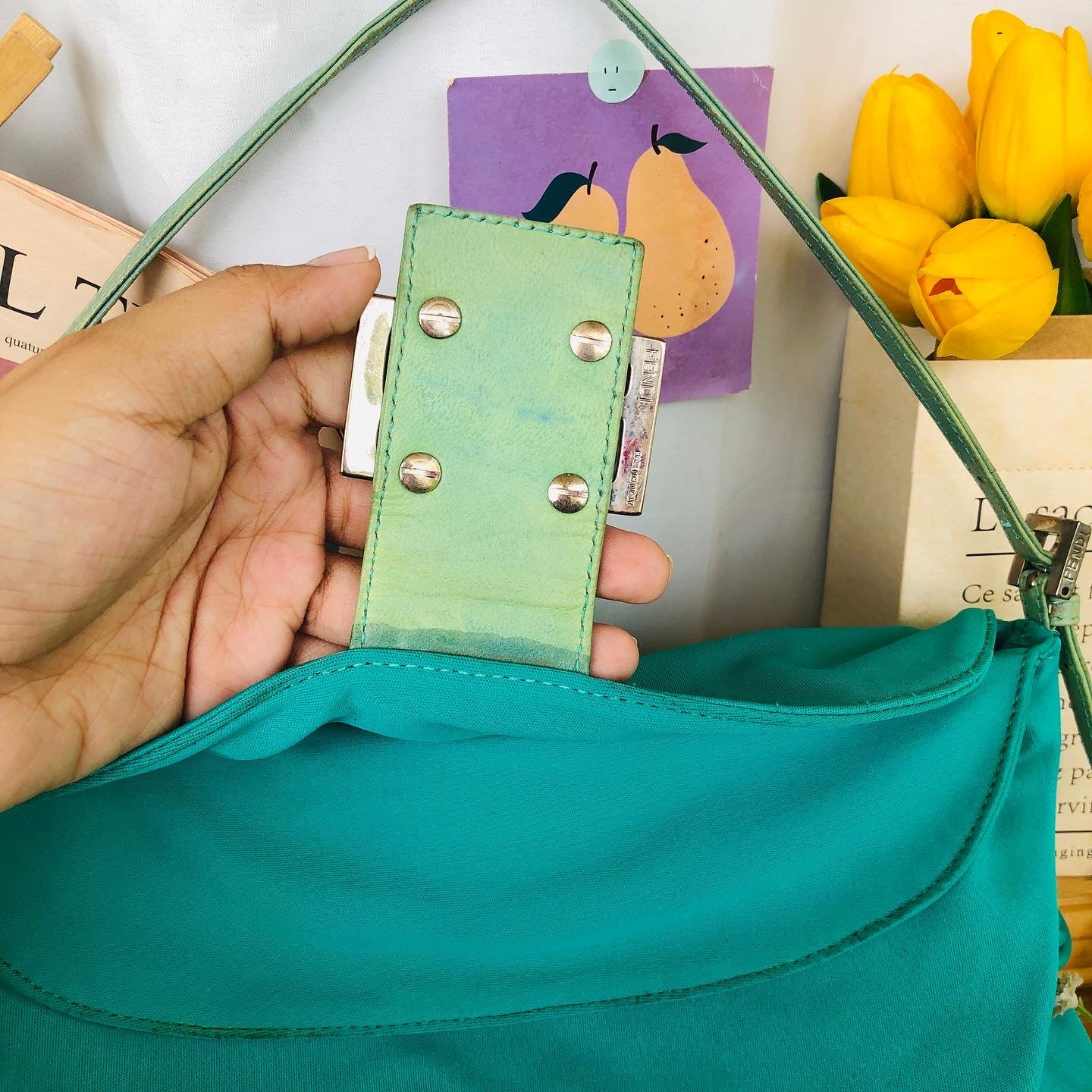 Fendi Teal Baguette